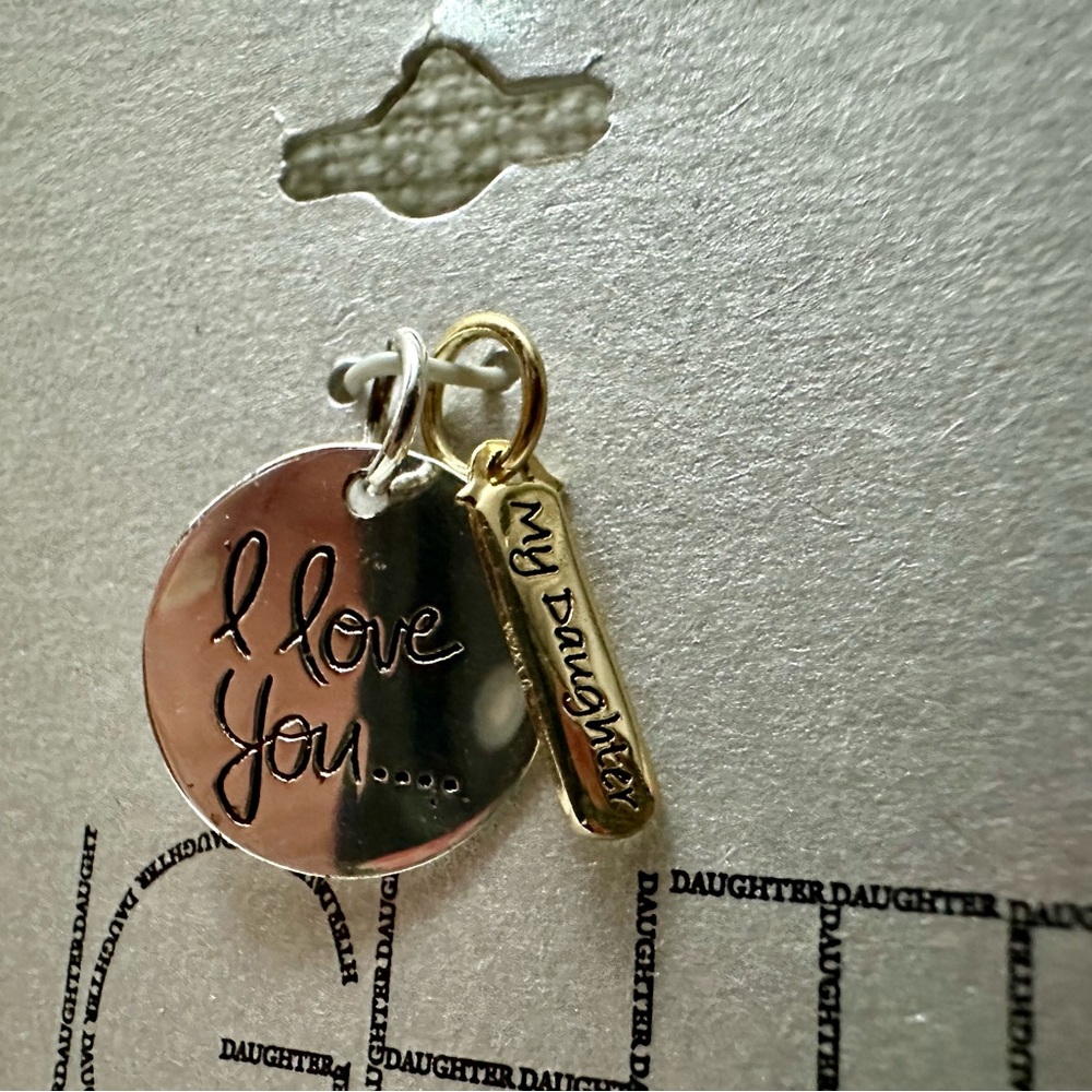 Sterling Silver 'I Love You' Daughter Charm Pendant - Picture 3 of 3